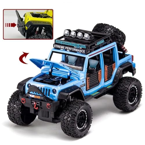 Image of Invite Enterprise Jeep Wrangler Rubicon Alloy Pickup 1:24 Scale Model Car Exclusive Alloy Metal Car Die-cast Car Scale Model Pullback Toy car with Sound & Light Music Kids Colors as Per Stock