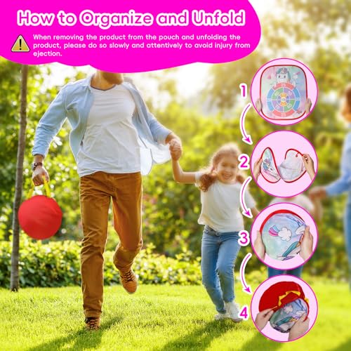 Bean Bag Toss Game for Kids - 5IN1 Kid Cornhole Toys Set, Over 3 Years Toddlers Children Backyard Beach Lawn Outdoor Indoor Throwing Toy to Boys Girls Birthday Family Party Christmas Easter Gift