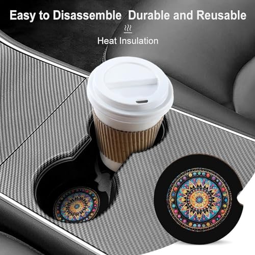 Juego 4 Portavasos para Auto Diseño Mandala Universal miniatura 4