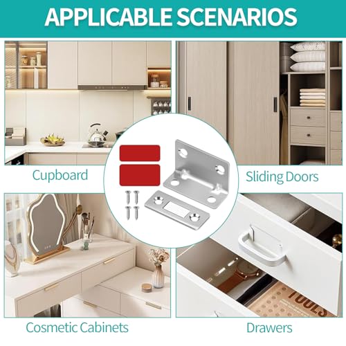 15 Stück Magnetschnäpper, Türmagnet mit Schraubendreher L-Shape Magnete für Schranktüren Türmagnet Selbstklebend für Schubladen Schranktür Kleiderschrank Schiebetür