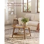 VASAGLE Couchtisch rund, Wohnzimmertisch 2 Ebenen, Kaffeetisch für Wohnzimmer, 80 cm d, 45 cm H, einfach zu montieren, honigbraun LCT243K41 – Bild 4