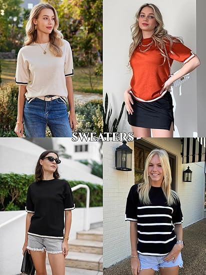Image of Zeagoo Womens Knit Short Sleeve Tops Summer Pullover Blouse Basic Casual Shirt