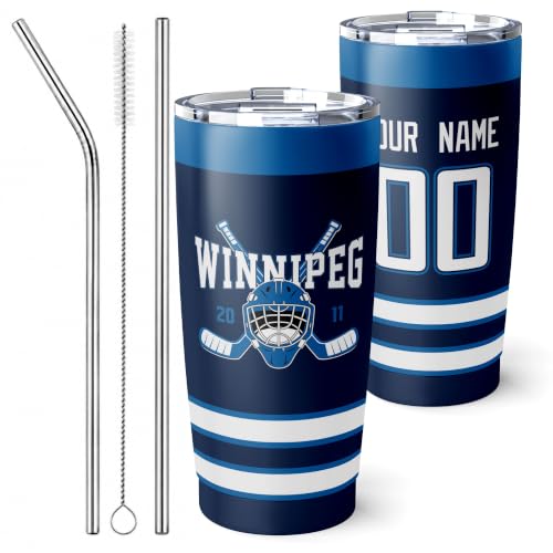 Image of ANTKING Winnipeg Tumbler 20oz Custom Name Number Travel Mug Gifts | Stainless Steel Insulated Coffee Cup for Men Women