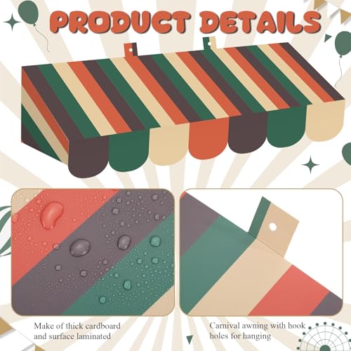 Image of Tallew 4 Pcs 3D Circus Awning Wall Decoration Carnival Awning for Halloween Carnival Theme Party Classroom Decorations(Dark Color)