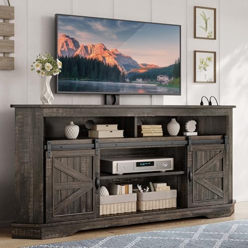 YITAHOME Farmhouse TV Stand with Mount & Power Outlet for 70 Inch TV, Corner Entertainment Center...