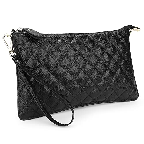 YALUXE Genuine Leather Wristlet Handbags Purses Cell Phone Pocket Clutch