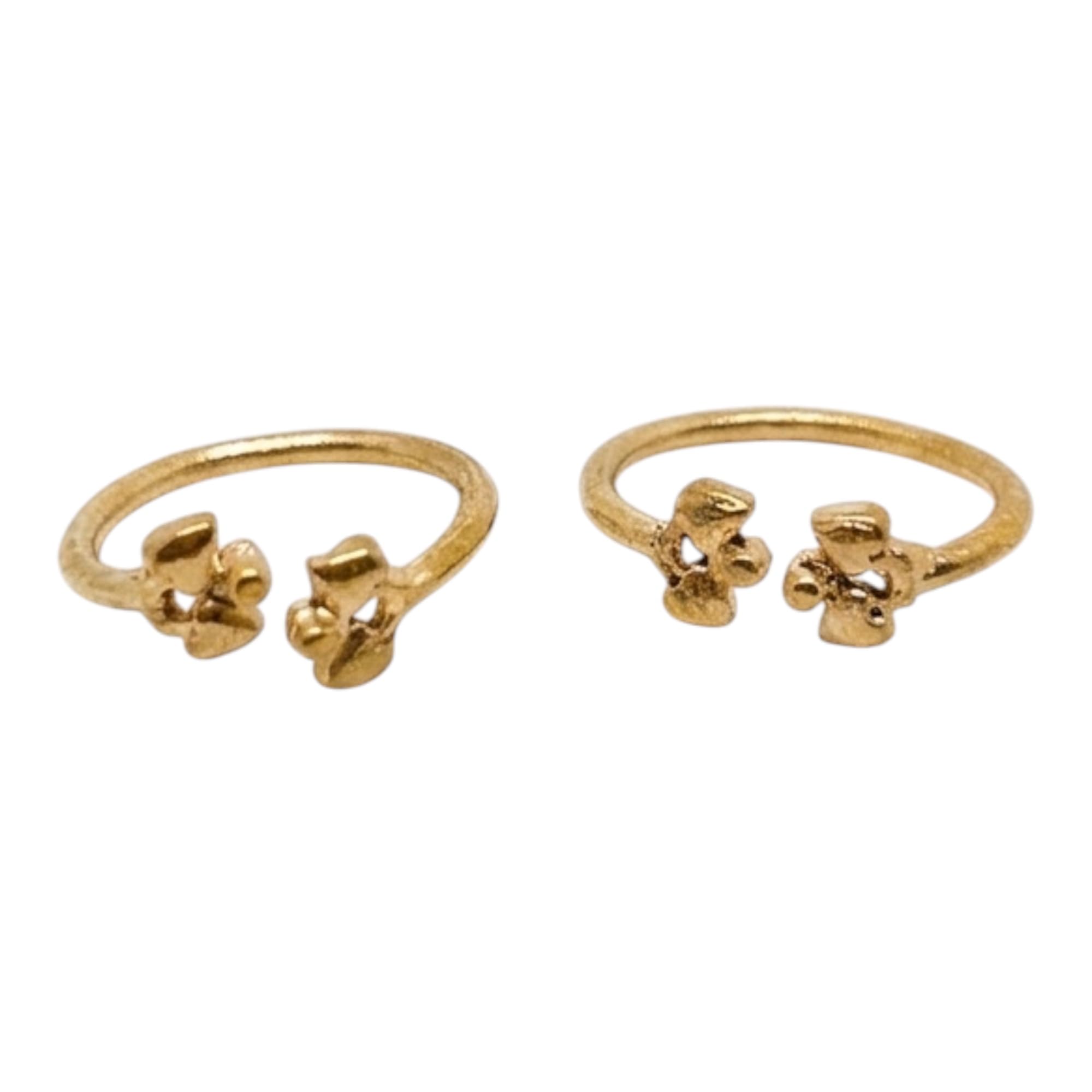 Traditional Panchaloha Impon Five Metals Thin Leaf Design Toe Rings for Women, Gold Toned, Adjustable and unpolished Metti, 2 Piece, Daily Use (P555)-image-38