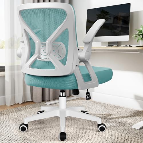 Image of FelixKing Office Chair - Ergonomic Desk Chair Breathable Mesh Task with Wheels and Lumbar Support Home Desk Office Chairs with Flip up Armrest Rolling Swivel for Home Computer Blue