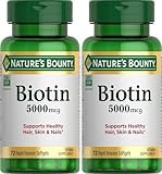 Nature's Bounty Super Potency Biotin 5000mcg - 72 softgels (Pack of 2)