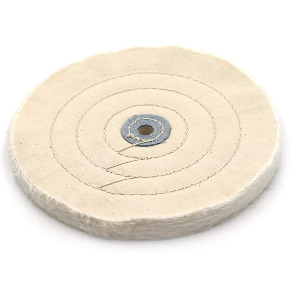 8 Inch Cloth Buffing Polishing wheel with 2/5 Inch Arbor Buffer Tool for Bench Grinder, White, 50 Ply