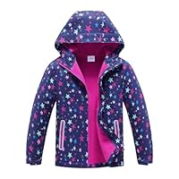 MGEOY Boys Girls Rain Jacket Lightweight Waterproof Hooded Fleece Lined Raincoat Windbreakers for Kids