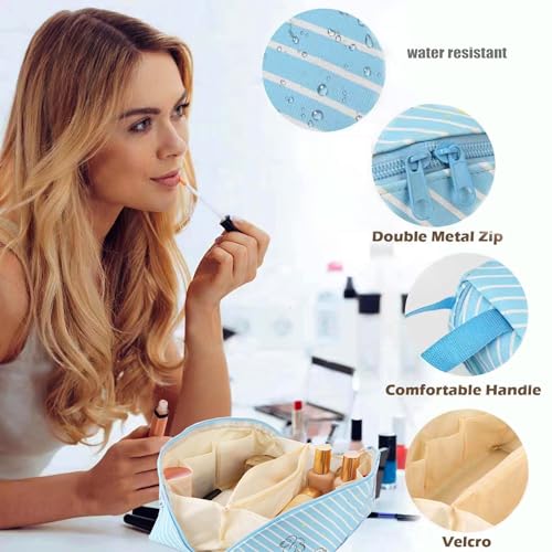 Travel Makeup Bag,Large Capacity Cosmetic Bags for Women，Lingerie Organizer,Foldable Waterproof Portable Pouch Open Flat Toiletry Bag Make up Organizer4