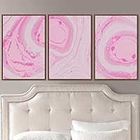 3 Piece Framed Canvas Wall Art Abstract Brushstroke Pink Pastel Liquid Canvas Prints Home Artwork Decoration for Living Room,Bedroom - 16