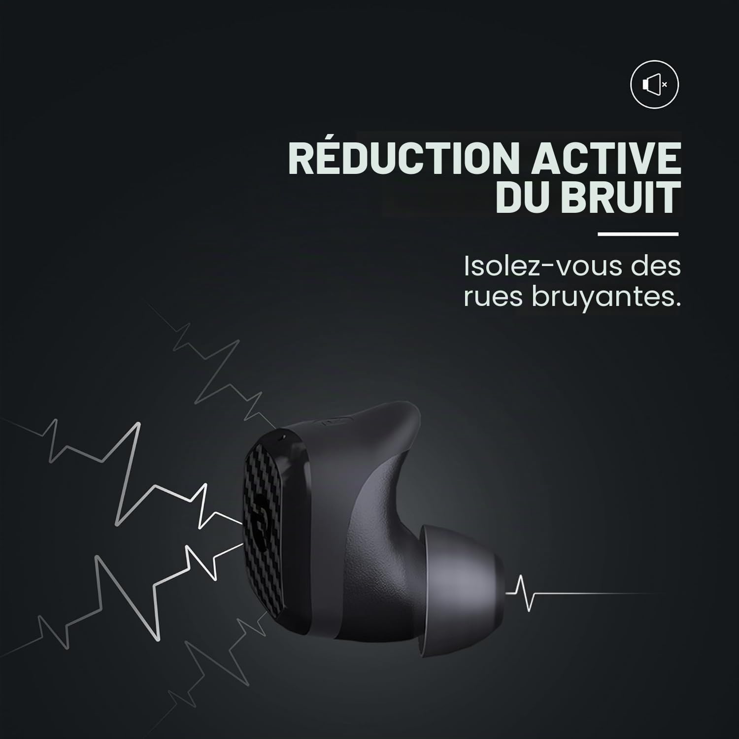 Raycon Impact Earbuds Écouteurs Bluetooth IP67 résistants aux chocs de qualité militaire avec son stéréo, 90 heures d'autonomie, suppression active du bruit (noir)