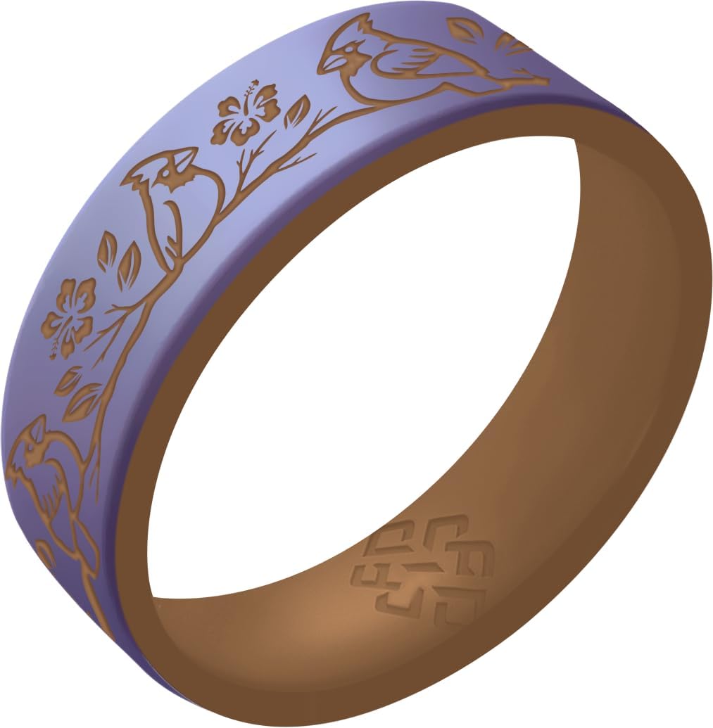 Knot Theory Gold Cardinals Silicone Ring for Women - Mint Green, Pearly Pink, Lavender Purple Breathable Dual Layer Comfort Fit 6mm Bandwidth