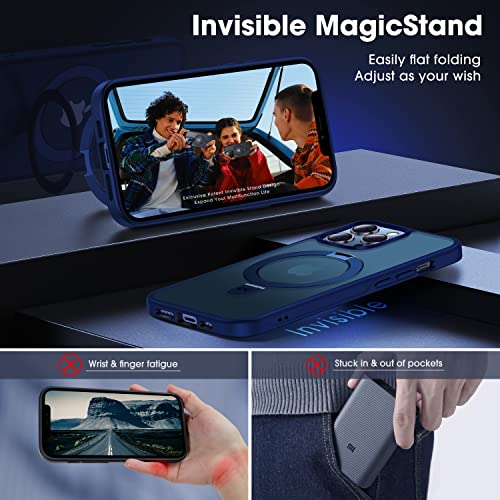 Image of CASEKOO Designed for iPhone 12 Pro Max Case with Magnetic Invisible Stand [Military Drop Protection] [Compatible with MagSafe] Shockproof Slim Translucent Matte Cases 6.7 Inch 2020, Blue