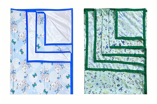 Image of EcoSoft Plastic Sheet,PVC Sheet for Kids,Rubber Sheet for Babies,Bed Wetting Protector(90 x 135 cm) (Blue Bear & ABCD Green)