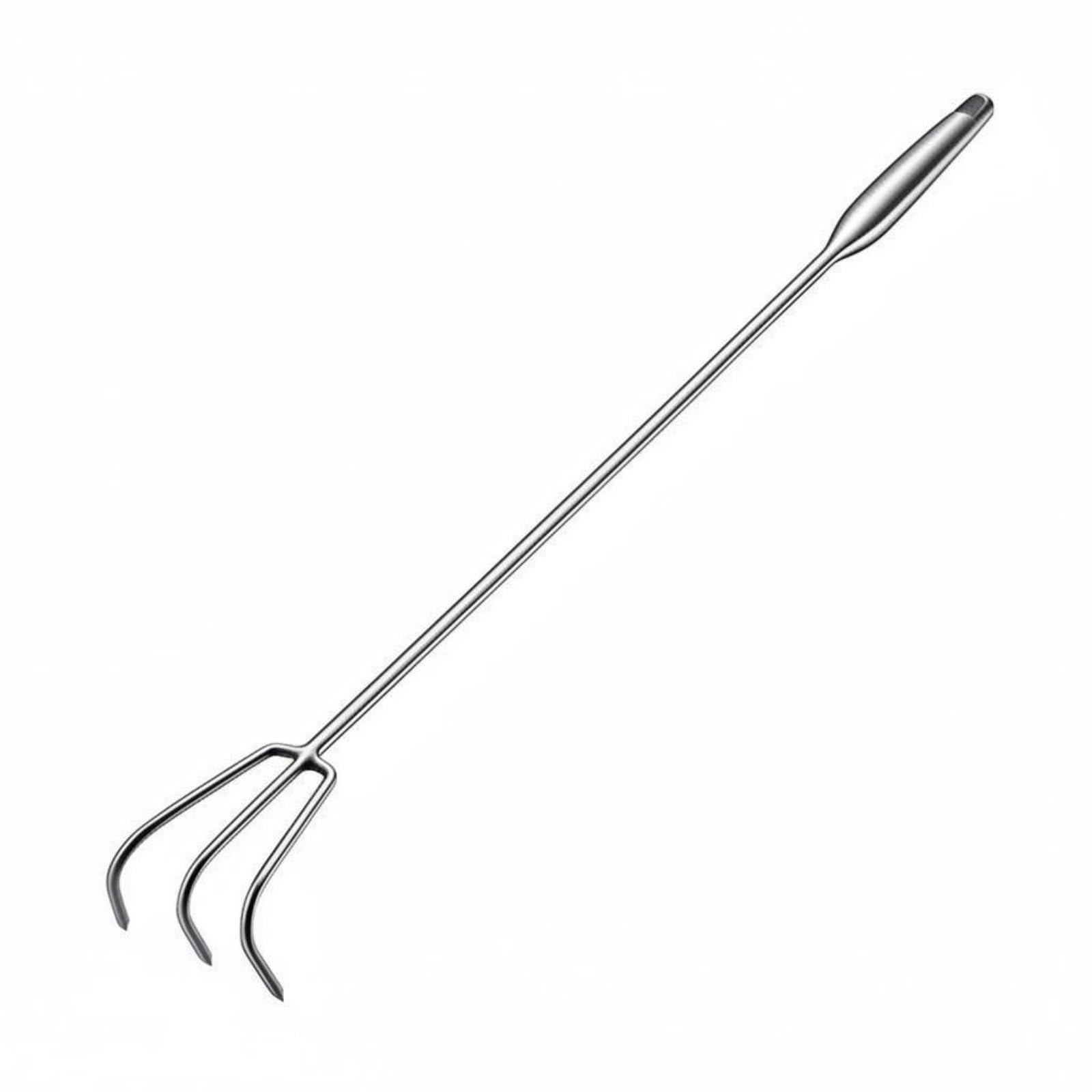 Rastrello Agricolo Rastrello da Orto Zappa Manuale Coltivatore in Acciaio Inox Anti Ruggine Denti Conici per Suoli Compatti Manico Ergonomico Attacco , 100CM , 3 Denti