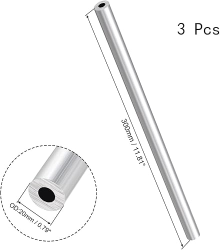 Miniatura 2 de Tubo redondo de aluminio 6063, 11.811 in de longitud 0.787 in OD 0.394 in de diámetro interior tubo recto de aluminio inconsútil 3 piezas