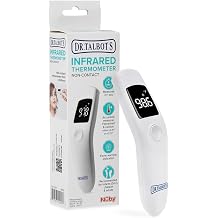 Dr. Talbot's Non-Contact Infrared Thermometer with Led Screen, Fever Warning Indicator, Accurate 1 S Reading for Baby, Kids, Adults, White