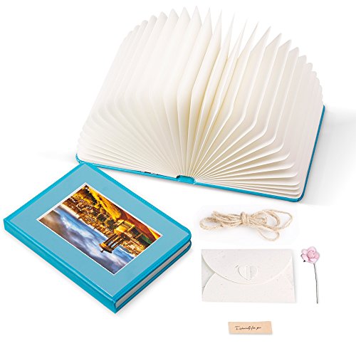 Image of Veesee 8 Colors Rechargeable Book Night Light, Novelty LED Book Lamp USB Charge, Home Bedroom Decor Gift for for Birthday, Anniversary, Kids, Girlfriend, Wife (Blue) Christmas Gift，New Year Gift
