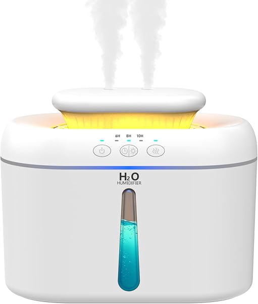 Umidificatore Ambiente Bambini, 2L Umidificatore Camera da Letto, 20 dB Silenziosi Umidificatore per Camerette, Piante e Uffici, con Timer di Spegnimento Automatico e Funzione Luce Notturna (Bianco) - 1