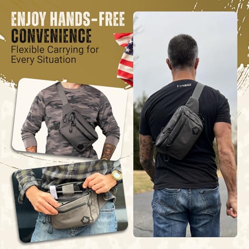 Image of HighSpeedDaddy Tactical Fanny Pack - Waterproof Fanny Belt Bag Pack with Adjustable Waist - 500D Nylon with Quick-Access Pockets - Everyday EDC Pouch for Men & Women - Gunmetal Gray