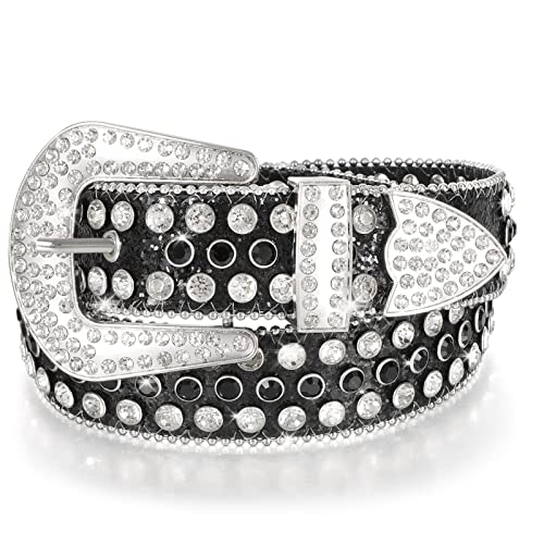 Women Men Rhinestones Belt,Bling Western Cowgirl Cowboy Studded Leather Belt Diamond Waist Belt for Jeans Pants2