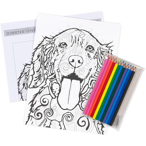 Image of Dimensions 73-91695 PencilWorks Colorful Dog Pencil by Number Kit, 9 inch x 12 inch, Multicolor, 15 Pieces