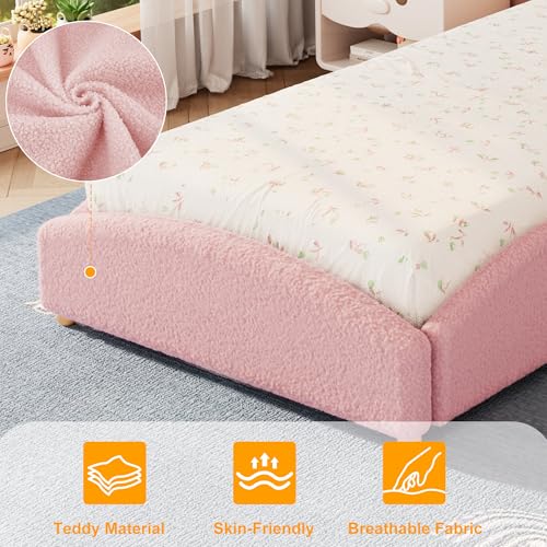 Image of Garvee Twin Size Bed Frame for Kids, Pink
