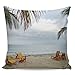 Winter Rangers Belize Dekokissenbezüge, Pazifik, Sand, Strand, Lounge, Stuhl, Palme, sehr weich, bequem, quadratisch, für Sofa, Schlafzimmer, 40,6 x 40,6 cm