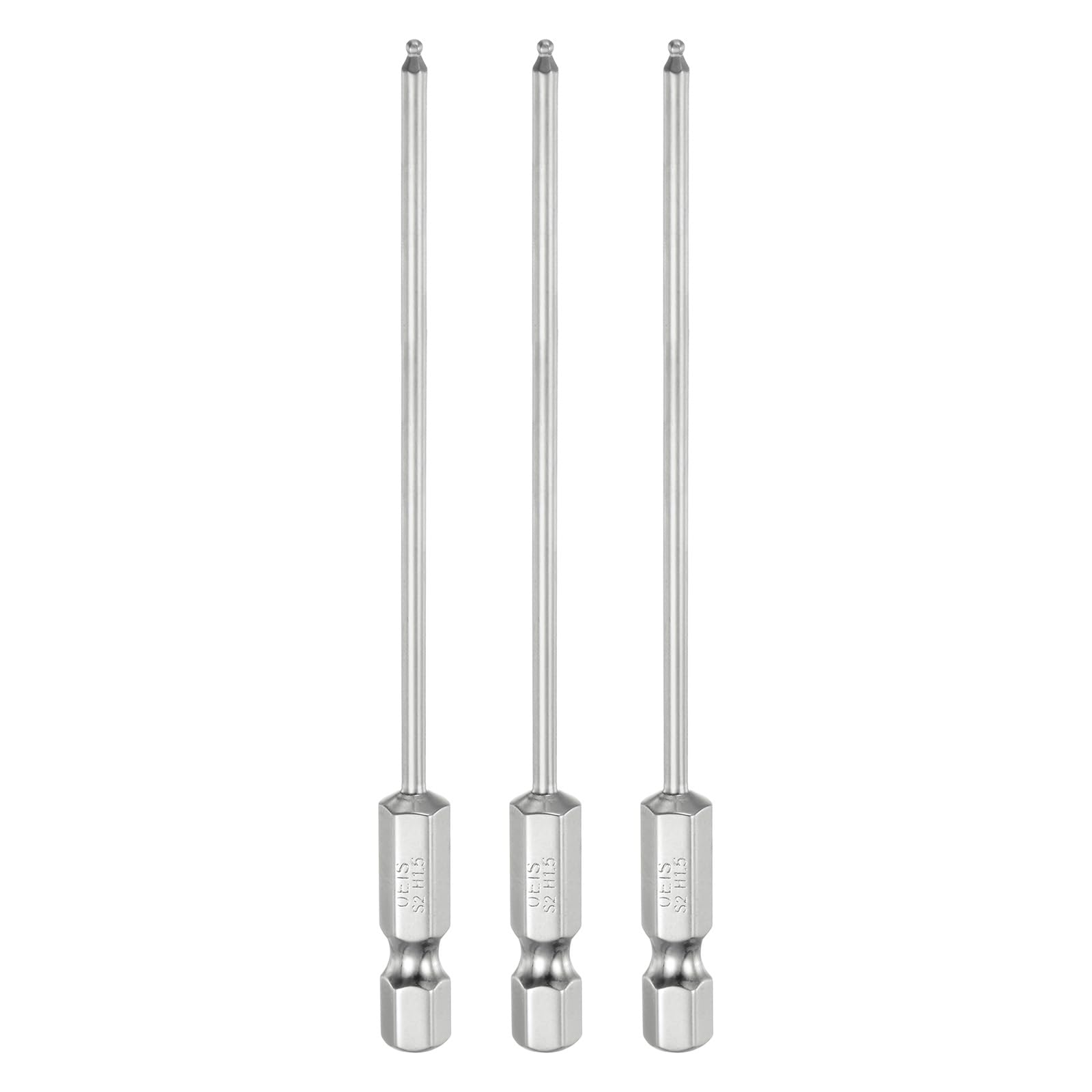HARFINGTON 3pcs Ball End Hex Screwdriver Bit Set 1.5mm (H1.5) Size 1/4" Hex Shank 100mm (4") Long Magnetic Ball Head Bits S2 Steel Metric Screw Driver