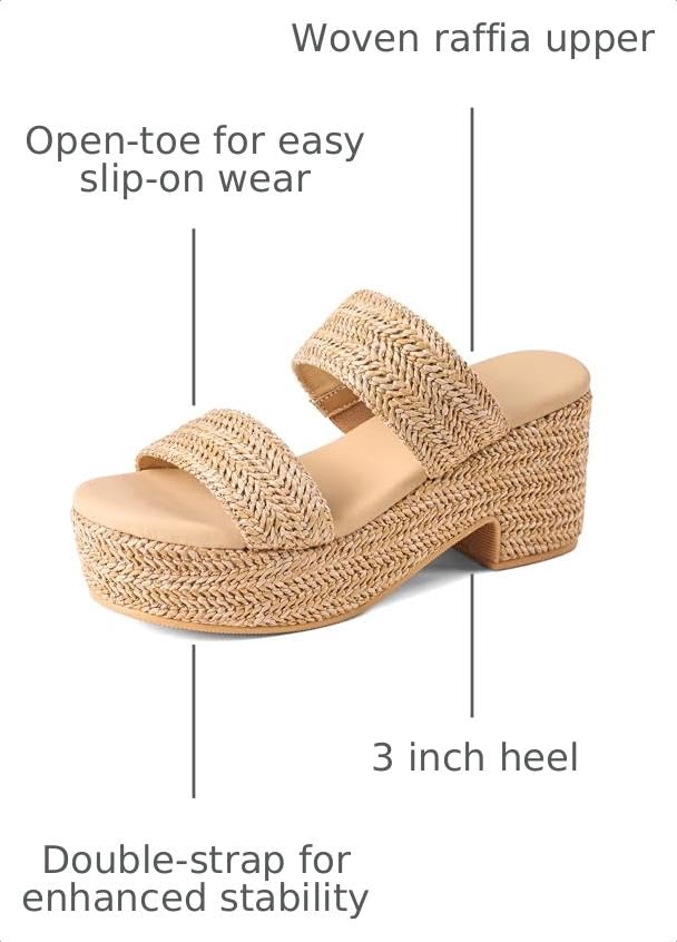 Image of Women's Espadrilles Platform Sandals Wedges Slides Sandals Open Toe Fashion Summer Outdoor Beach Sandals