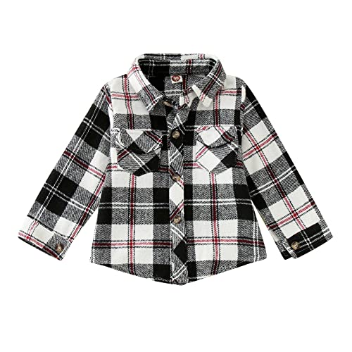 Boy Coats 4t Girls Shirt Coat Jacket Plaid Long Sleeve Kids Turn Down Collar Button Tops Outwear (Grey, 18-24 Months)
