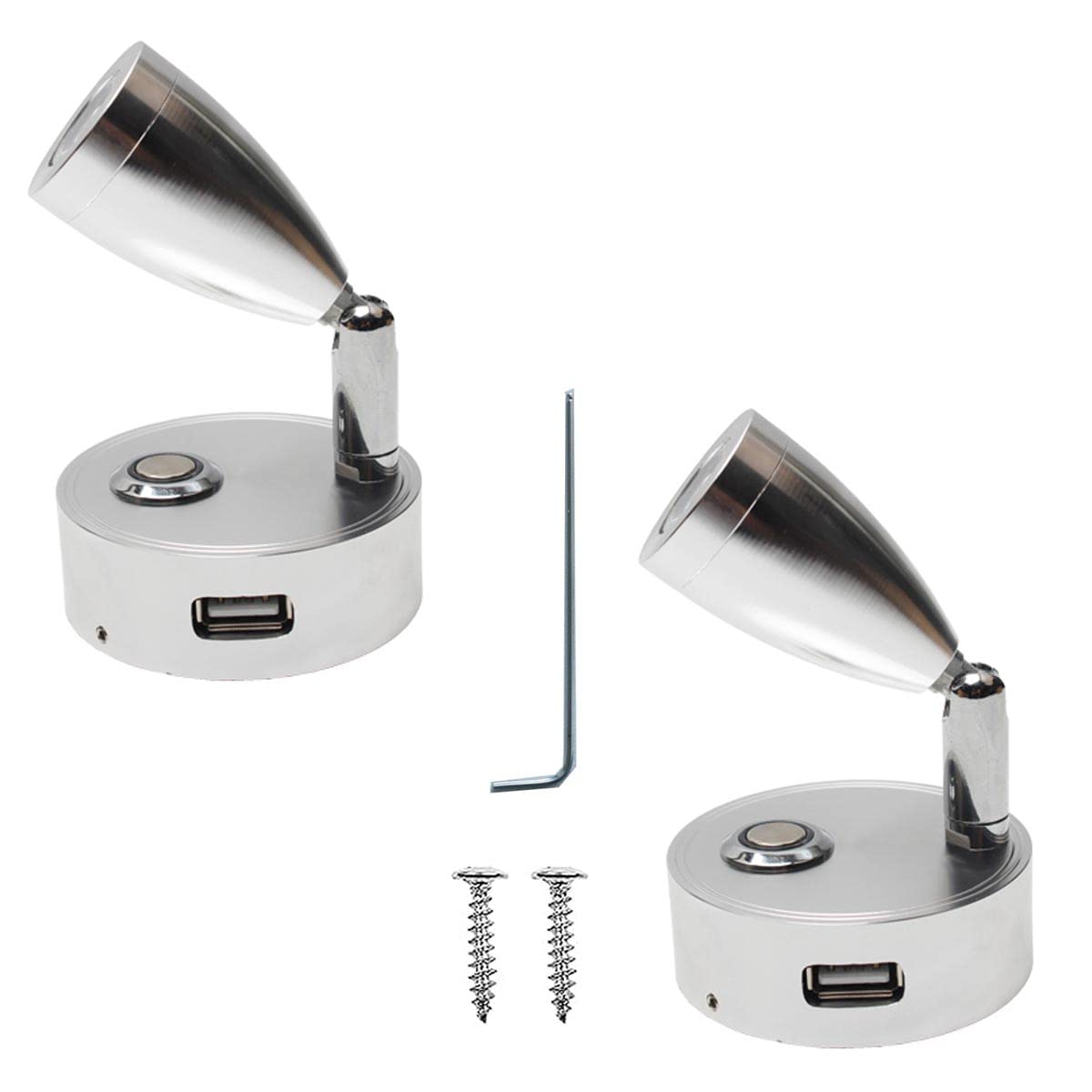 Buy JUTTAUTO 12V LED Spot Reading Lights with USB, ON/OFF Touch Dimmable Switch Campervan