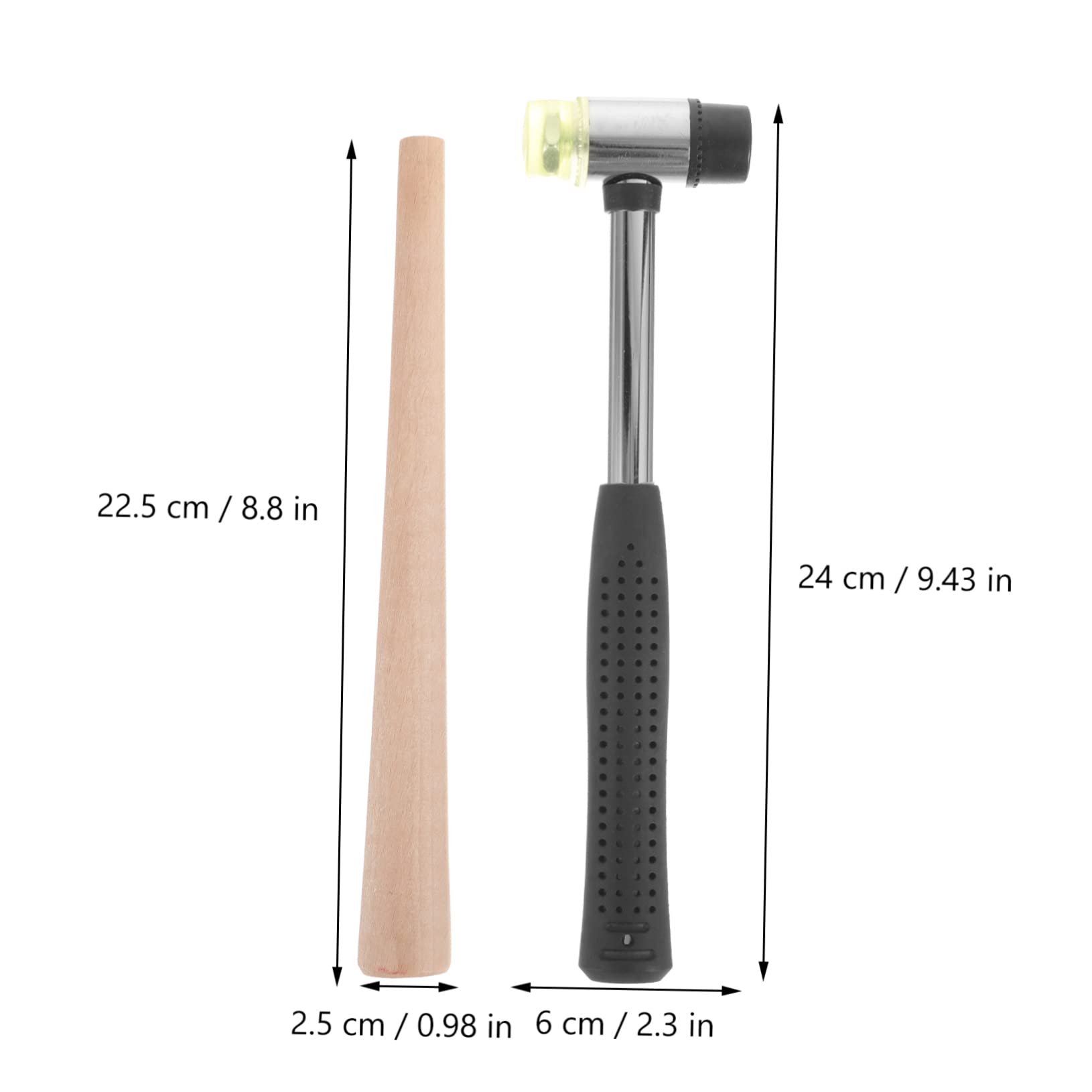 Uonlytech Mandril Ajustable para Anillos de Bodas Martillo de Goma, Varilla Ligera de Madera y Metal, Compacto y Portátil para Joyería y Bricolaje
