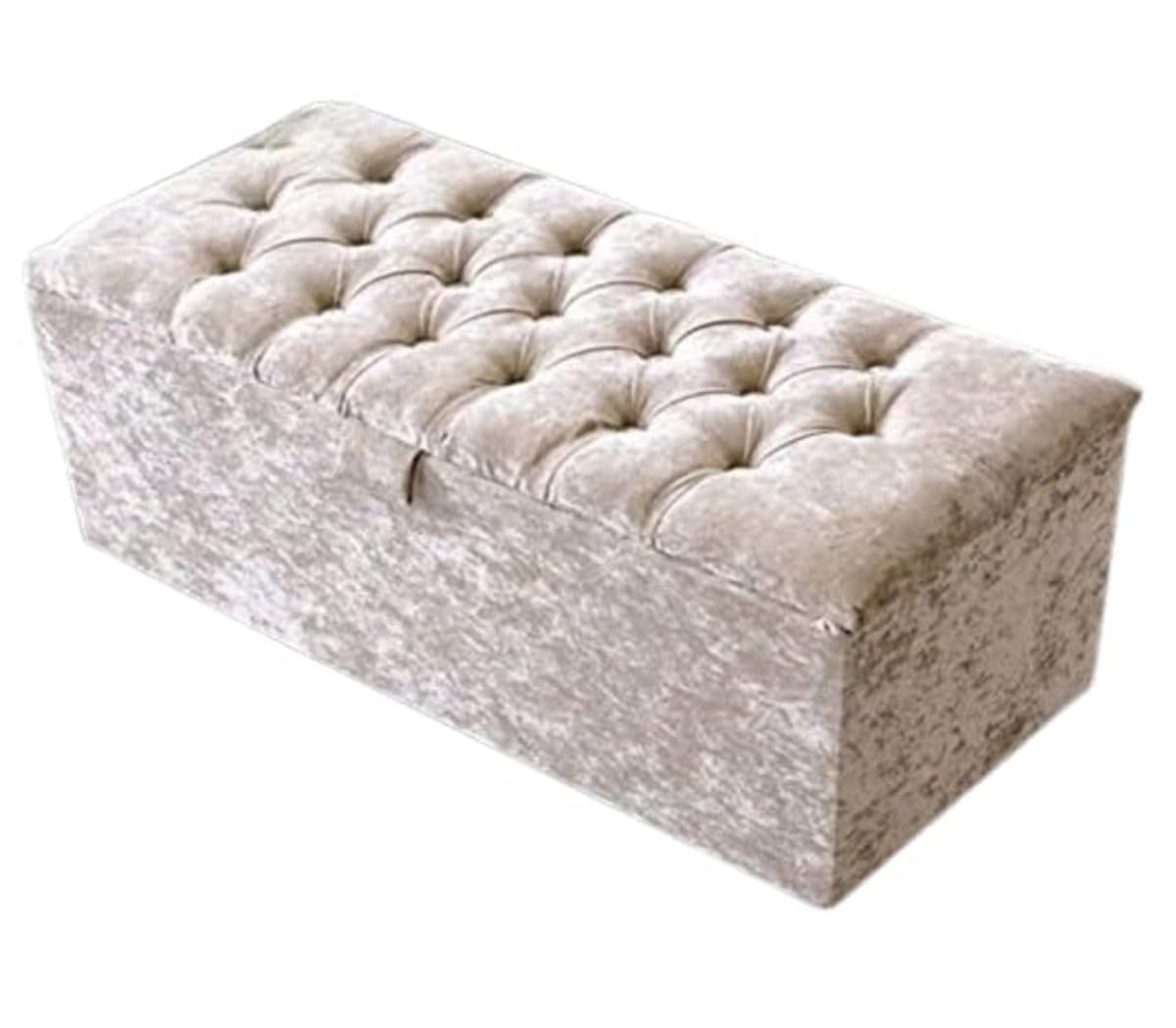 luxisleepltd Beautiful Chesterfield Chennile Fabric ottoman storage box blanket box,Living room,Bed room (Cream, Large)