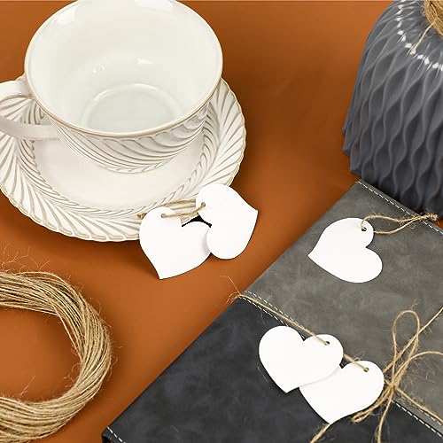 100 Stück Weiße Geschenkanhänger Herz Anhänger Papier 4 x 4,5cm Hochzeit Herz Etiketten mit Schnur Herz Kraftpapier Anhänger für Valentinstag Party Geburtstag Christmas