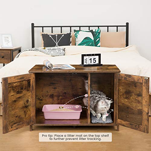 HOOBRO Cat Litter Box Enclosure, Hidden Cat Washroom Furniture with Divider, Wooden Pet House End Table, Large Enough… - Image 3