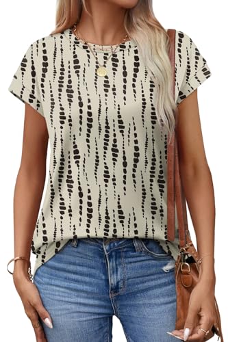 Image of Alaroo Womens Summer Tops Short Sleeve Shirts Crew Neck Cute Trendy Tunic Blouses (S-3XL)