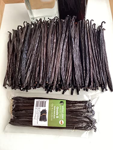 Image of 4oz Vanilla Beans Tahitian Grade B for extract, Cooking and Baking by FITNCLEAN VANILLA| Fresh 5 inch-7 inch NON-GMO Natural Raw Whole Pods