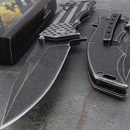 SairusPlay 8.75" MTECH USA FLAG DON'T TREAD ON ME SPRING ASSISTED FOLDING POCKET KNIFE U.S.