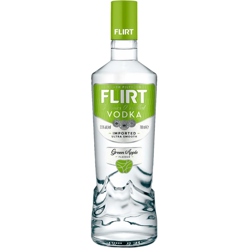 FLIRT Green Apple Flavoured Vodka 70cl, for Cocktails and Mixed Drinks, 37.5% ABV, Five Times Distilled, Made from the Finest Ingredients
