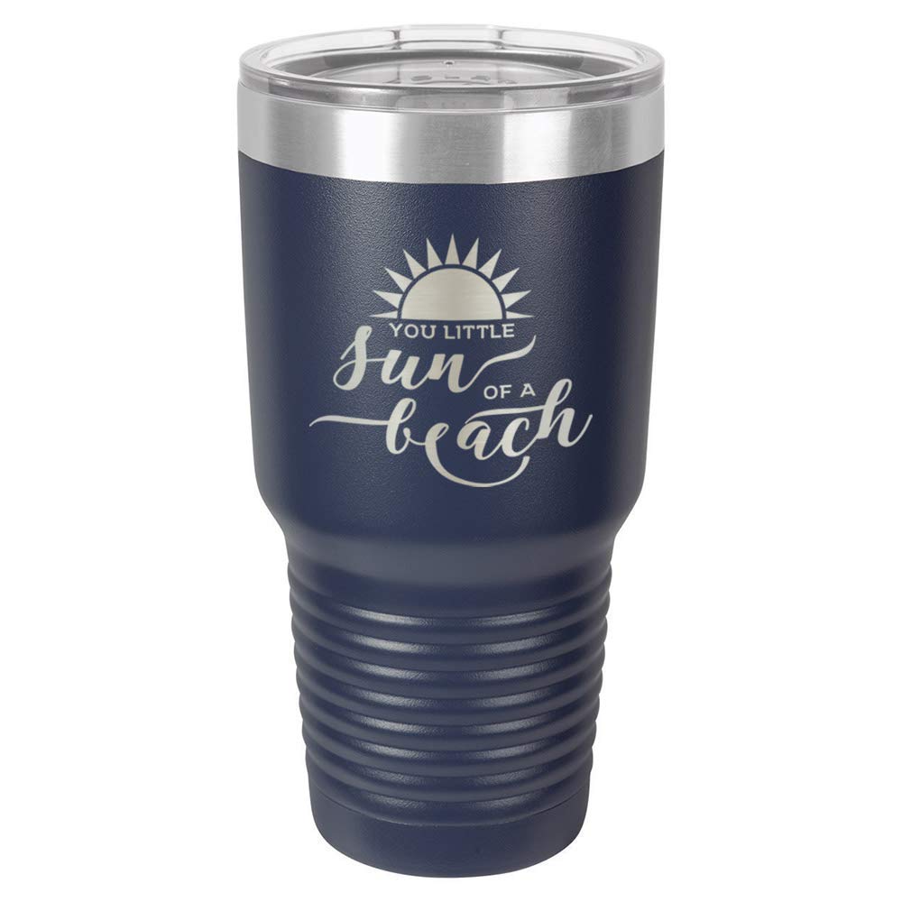 Amazon.com | SUN OF A BEACH Navy 30 oz Tumbler With Straw and Slide Top Lid  | Stainless Steel Travel Mug | Compare To Yeti Rambler: Tumblers & Water  Glasses