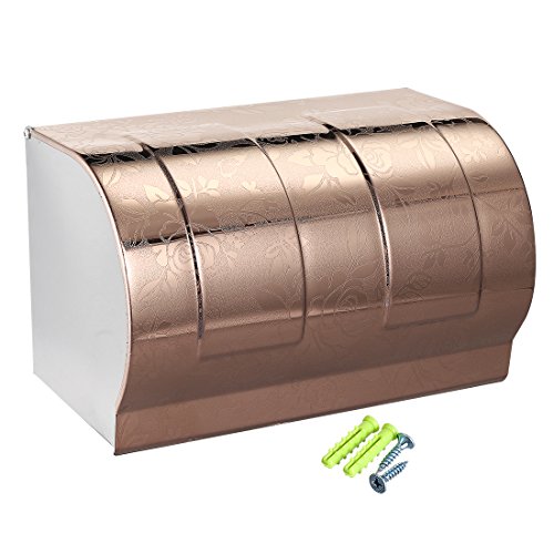 Aexit 197mm x 120mm x 118mm 201 Uchwyt ścienny na papier toaletowy ze stali nierdzewnej z pokrywą(Porte-papier toilette mural en acier inoxydable 201' 197mmx120mmx118mm w avec couvercle