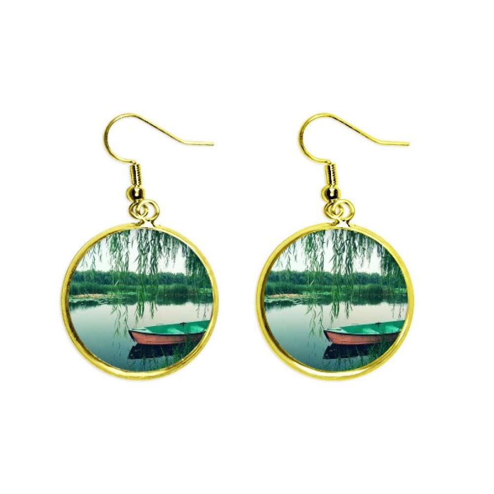 Pendientes de hoja de sauce dorados largos para mujer tipo drop 2