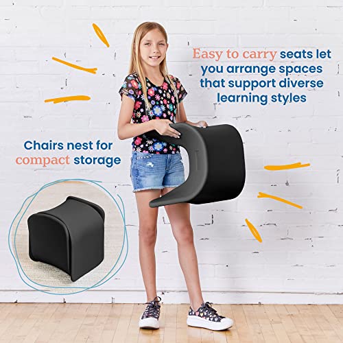 Image of ECR4Kids Wave Seat Perch Stool, 14in - 15.1in Seat Height, Flexible Seating, Black, 2-Pack