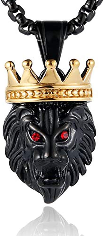 Men's Silver Gold Tone Stainless Steel Lion King Pendant Necklace Cable Wheat 22+2" Chain