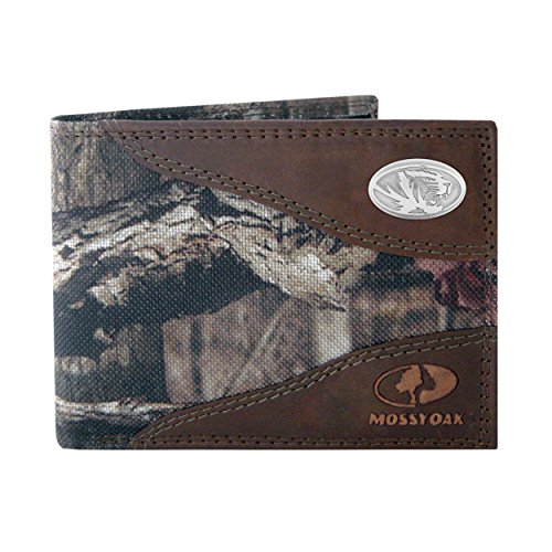 NCAA Missouri Tigers Zep-Pro Mossy Oak Nylon and Leather Passcase Concho Wallet, Camouflage, One Size