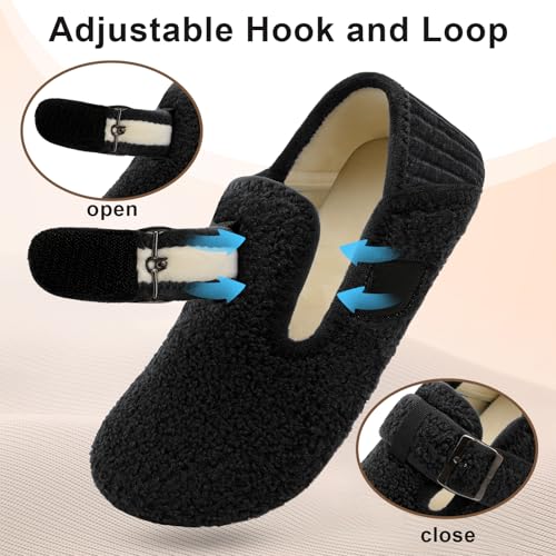 XIHALOOK Womens Mens Cozy Slippers Wide Barefoot Slippers Adjustable Slip On House Shoes for Home Bedroom Travel2